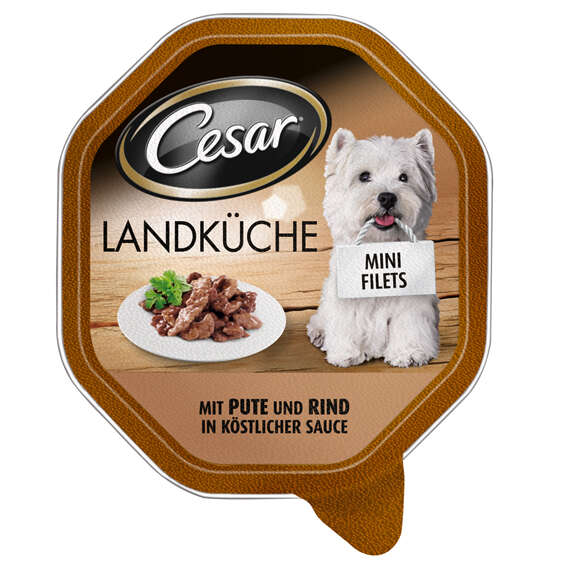 Cesar Hunde-Nassfutter Landküche mit Pute und Rind in köstlicher Sauce 150 g